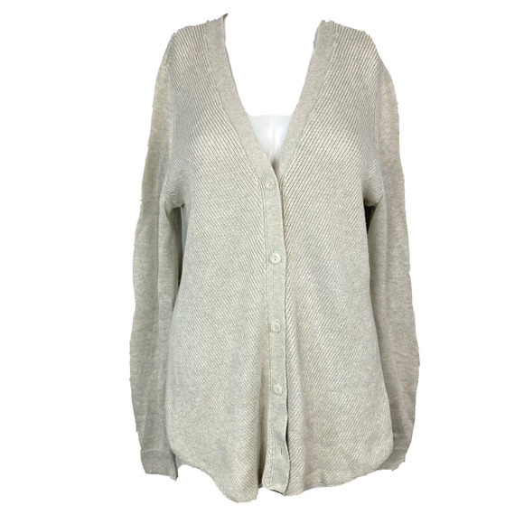 Cabi‎ Cardigan Womens Sz M Gray V Neck Long Sleeve Cotton Button Sweater - Picture 1 of 9